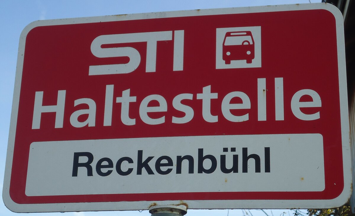 (136'817) - STI-Haltestellenschild - Blumenstein, Reckenbhl - am 22. November 2011