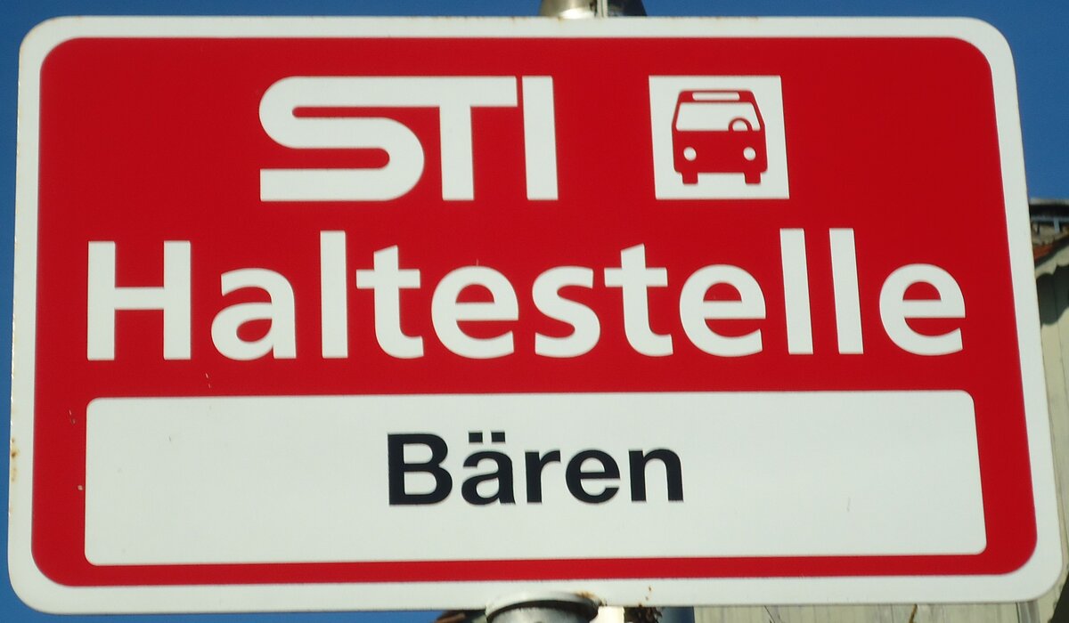 (136'840) - STI-Haltestellenschild - Oberstocken, Bren - am 22. November 2011