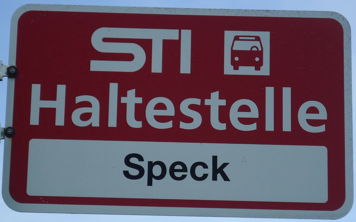 (136'848) - STI-Haltestellenschild - Hfen, Speck - am 22. November 2011