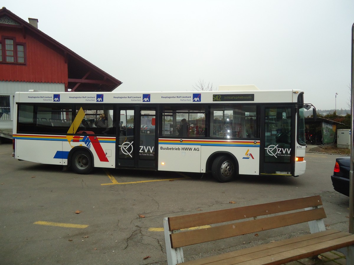 (136'972) - HWW Wil - Nr. 74/ZH 247'864 - Volvo/Hess am 24. November 2011 beim Bahnhof Eglisau