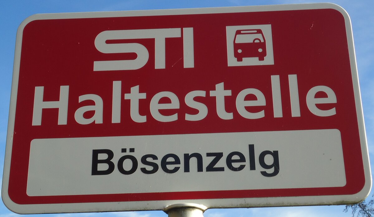 (137'055) - STI-Haltestellenschild - Tschingel, Bsenzelg - am 28. November 2011