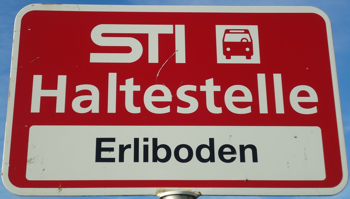 (137'057) - STI-Haltestellenschild - Tschingel, Erliboden - am 28. November 2011