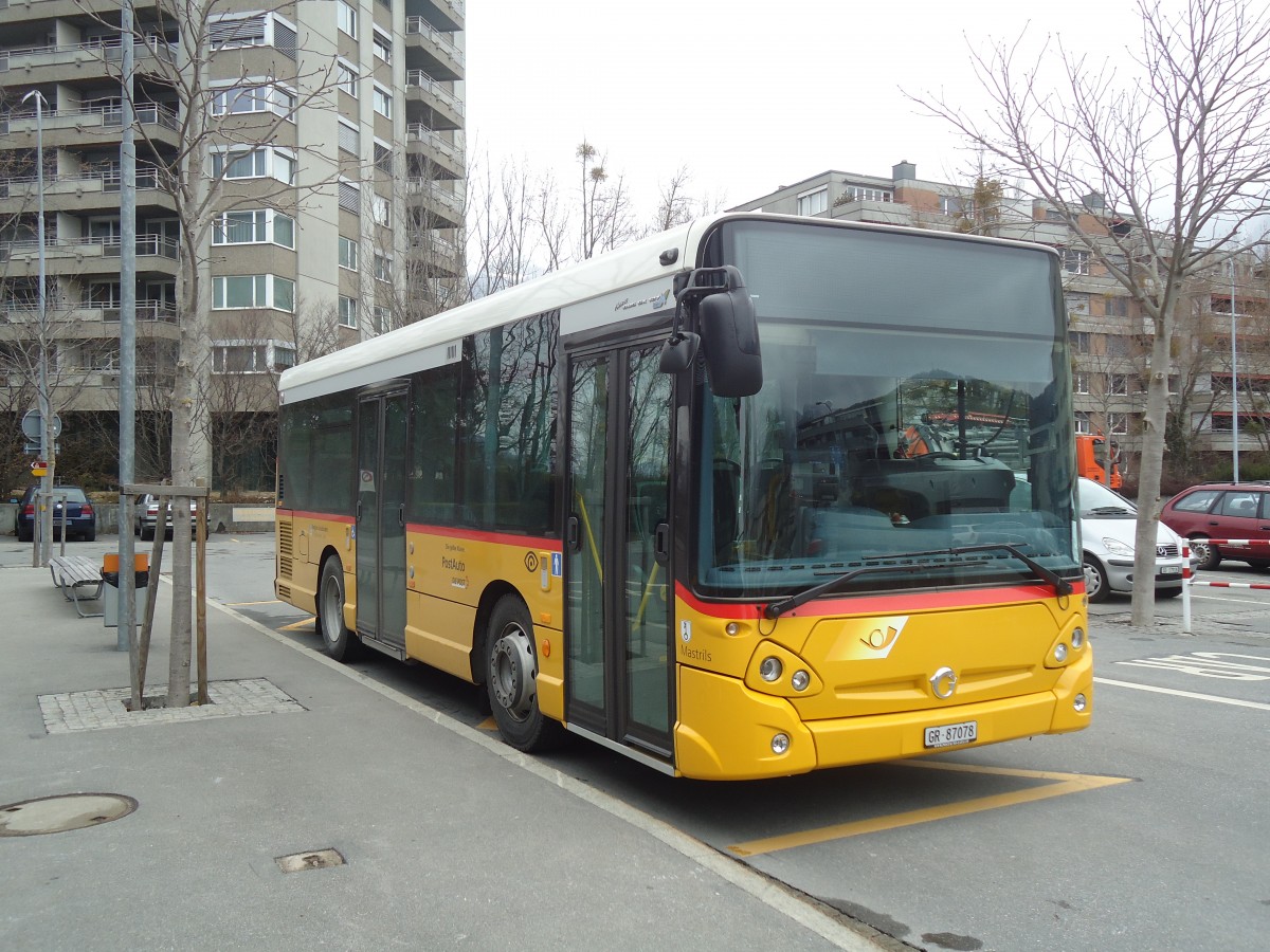(137'934) - Ackermann, Says - GR 87'078 - Irisbus am 5. Mrz 2012 beim Bahnhof Landquart