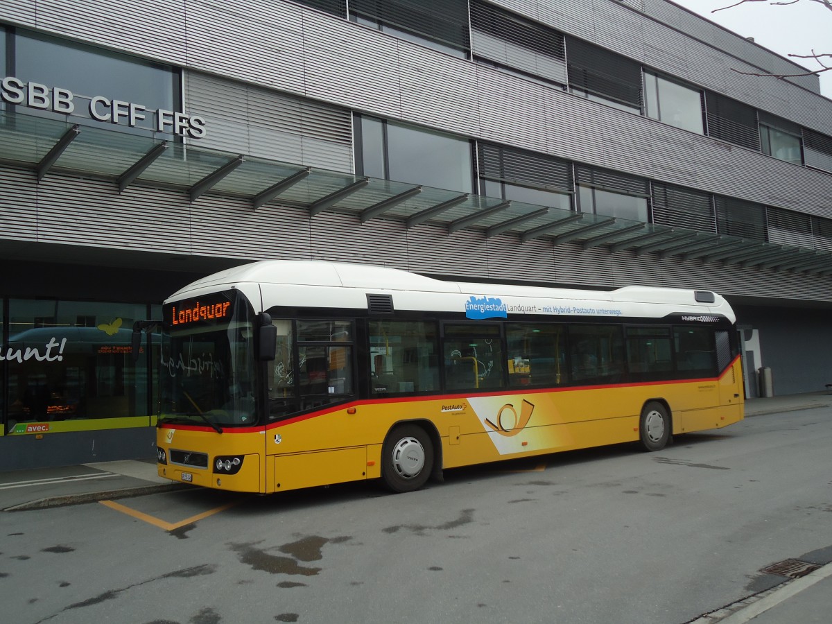 (137'937) - Luk, Grsch - GR 155'146 - Volvo am 5. Mrz 2012 beim Bahnhof Landquart