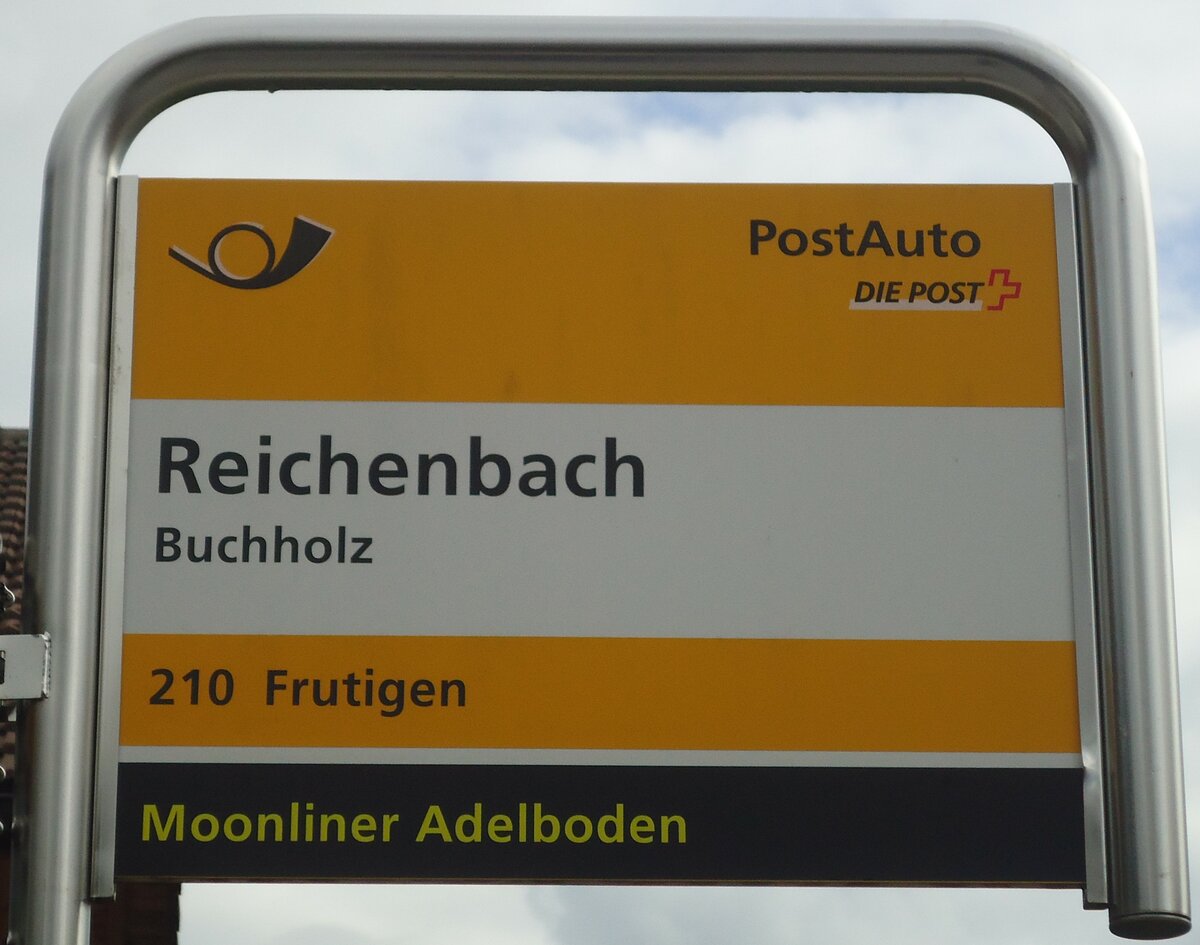 (138'436) - PostAuto-Haltestellenschild - Reichenbach, Buchholz - am 6. April 2012