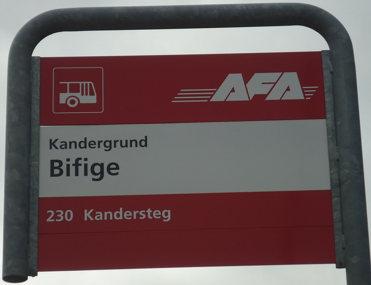 (138'454) - AFA-Haltestellenschild - Kandergrund, Bifige - am 6. April 2012