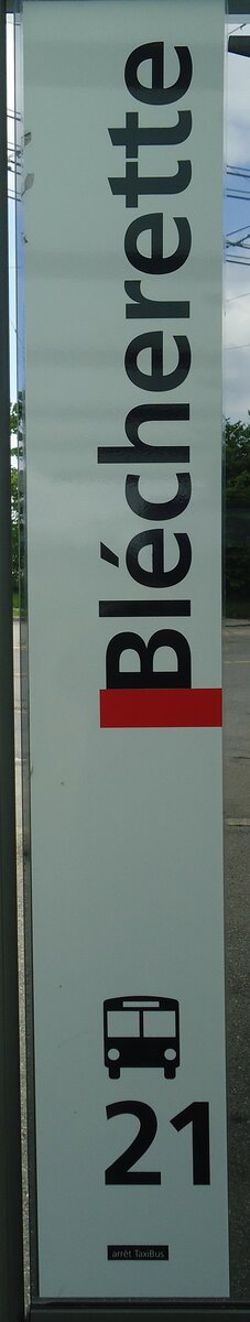 (138'738) - tl-Haltestellenschild - Lausanne, Blcherette - am 13. Mai 2012