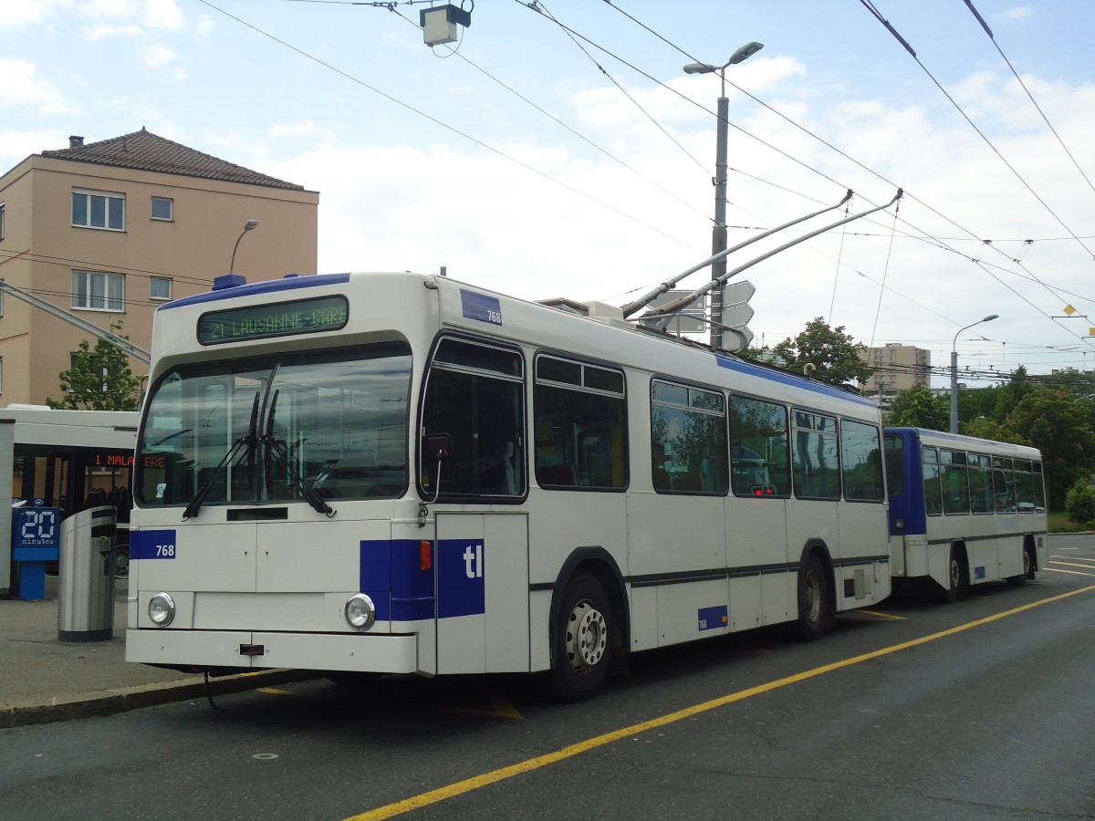 (138'743) - TL Lausanne - Nr. 768 - NAW/Lauber Trolleybus am 13. Mai 2012 in Lausanne, Blcherette