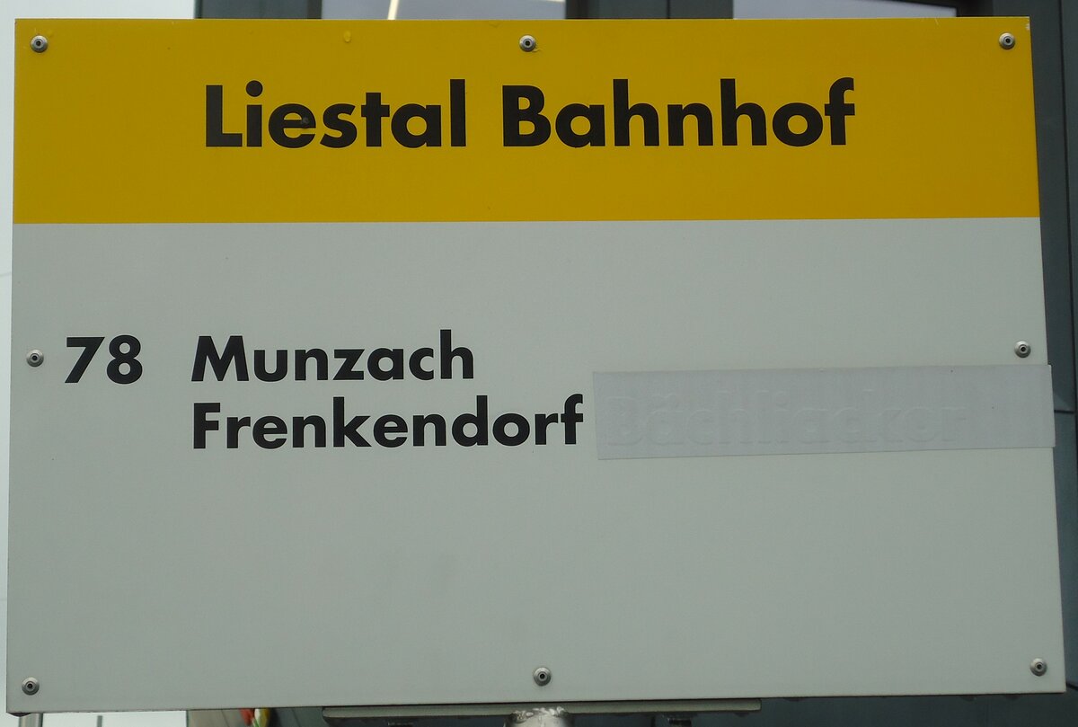 (138'843) - AAGL-Haltestellenschild - Liestal, Bahnhof - am 16. Mai 2012