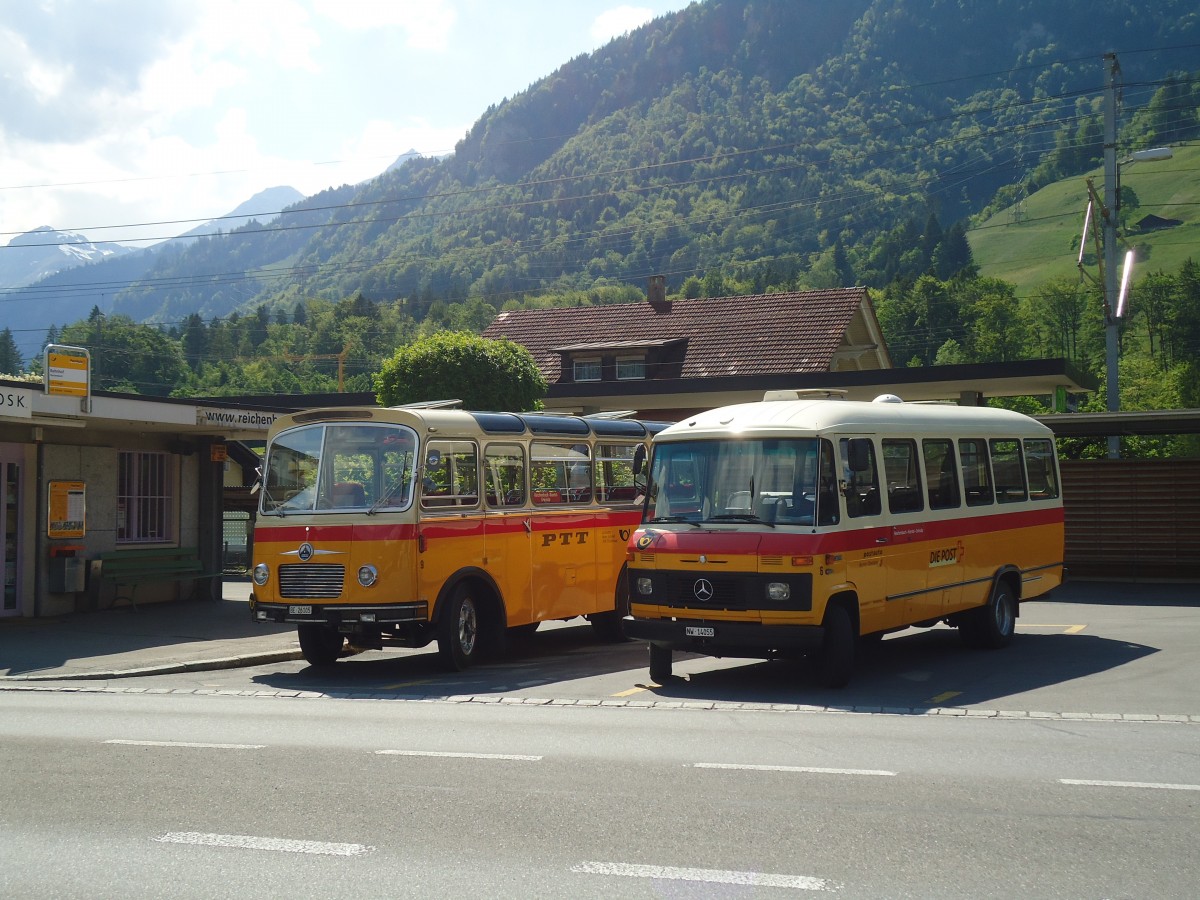 (139'161) - Mller, Ennetmoos - Nr. 6/NW 14'055 - Mercedes (ex Portenier, Adelboden Nr. 6; ex Geiger, Adelboden Nr. 6) am 28. Mai 2012 beim Bahnhof Reichenbach