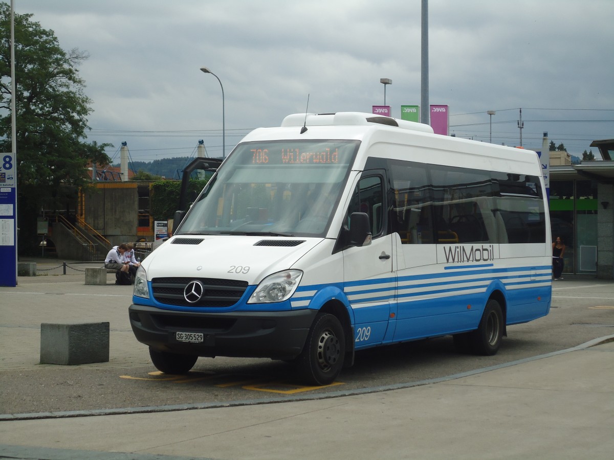 (140'450) - WilMobil, Wil - Nr. 209/SG 305'529 - Mercedes am 11. Juli 2012 beim Bahnhof Wil