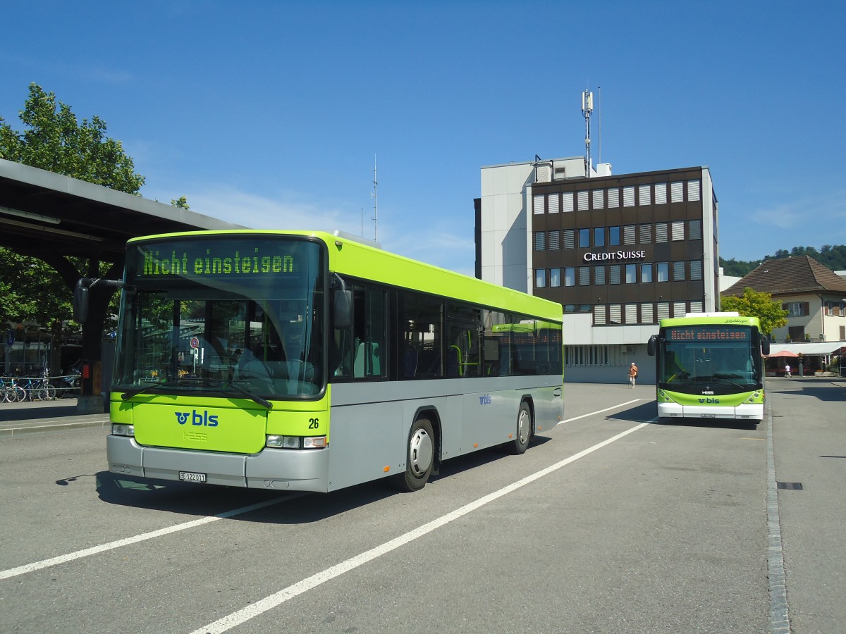 (141'131) - Busland, Burgdorf - Nr. 26/BE 122'011 - Scania/Hess am 15. August 2012 beim Bahnhof Burgdorf