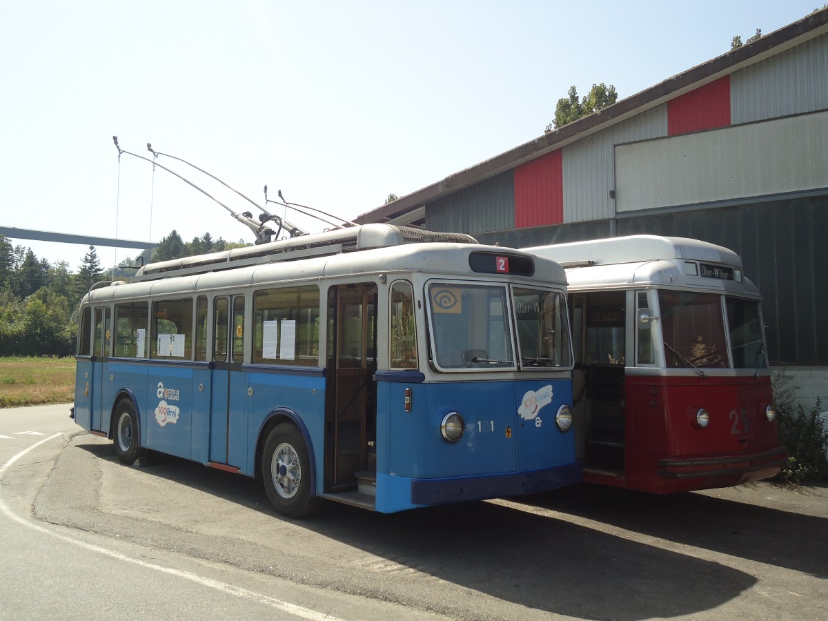 (141'307) - ACT Lugano (TVS) - Nr. 101 - FBW/R&J Trolleybus (ex Nr. 1) am 19. August 2012 in Yvonand, Halle TVS