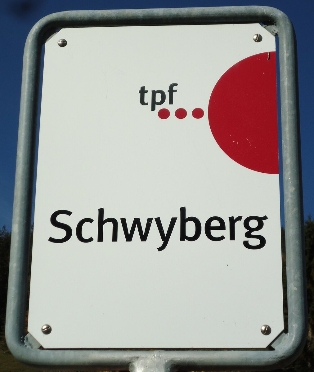 (142'055) - tpf-Haltestellenschild - Schwarzsee, Schwyberg - am 21. Oktober 2012