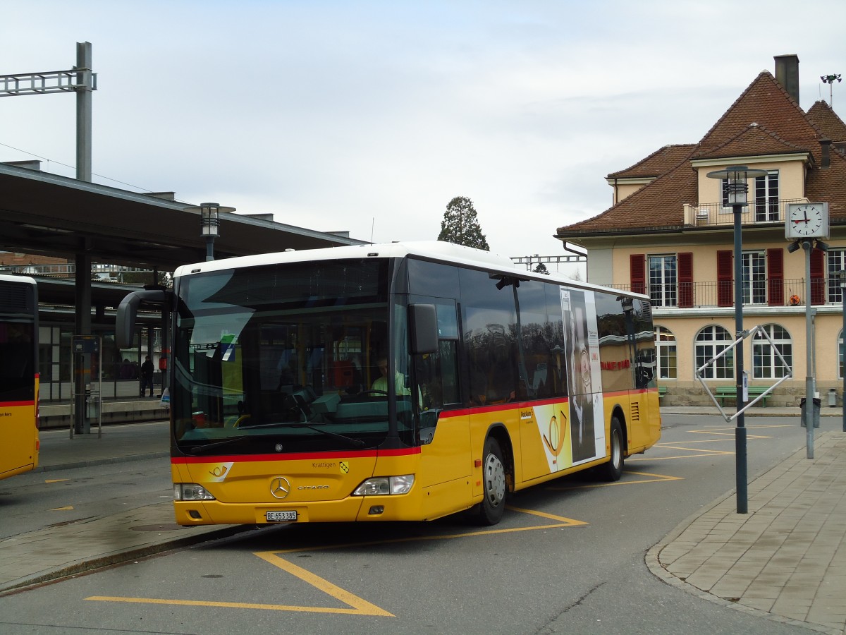 (142'886) - PostAuto Bern - BE 653'385 - Mercedes am 1. Januar 2013 beim Bahnhof Spiez