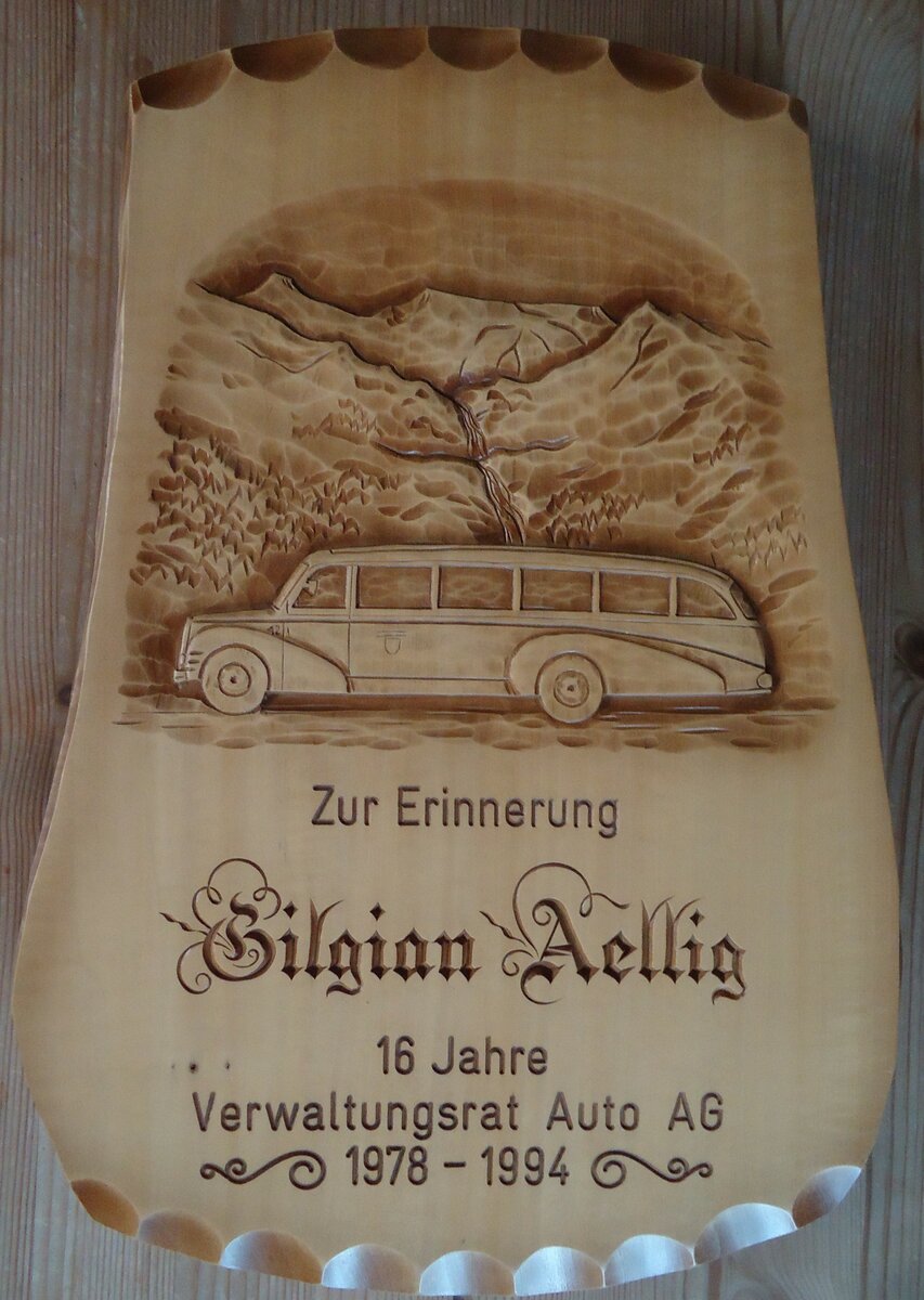 (143'603) - Holzbrett  Zur Erinnerung Gilgian Aellig  am 3. April 2013 in Thun