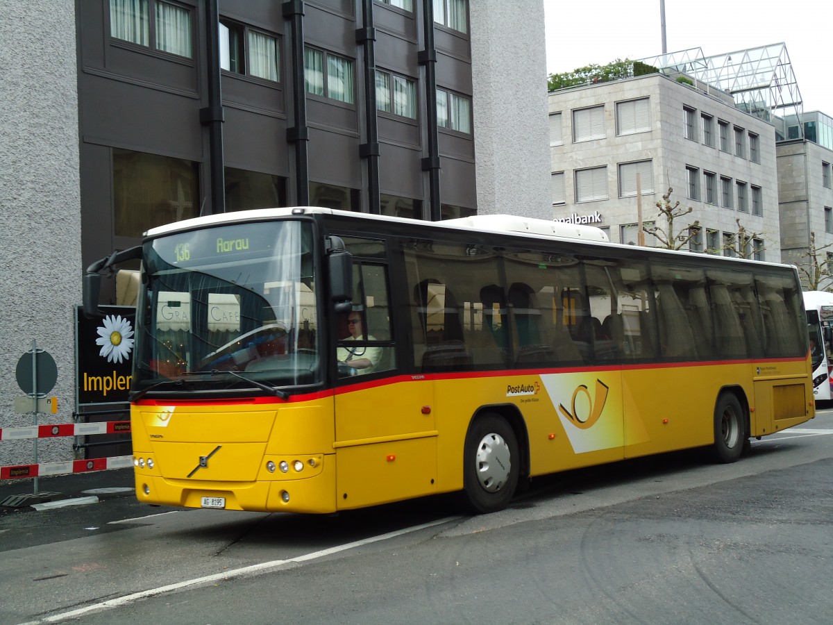 (143'960) - Brem, Wlflinswil - AG 8195 - Volvo (ex Peter, Pfaffnau) am 9. Mai 2013 beim Bahnhof Aarau