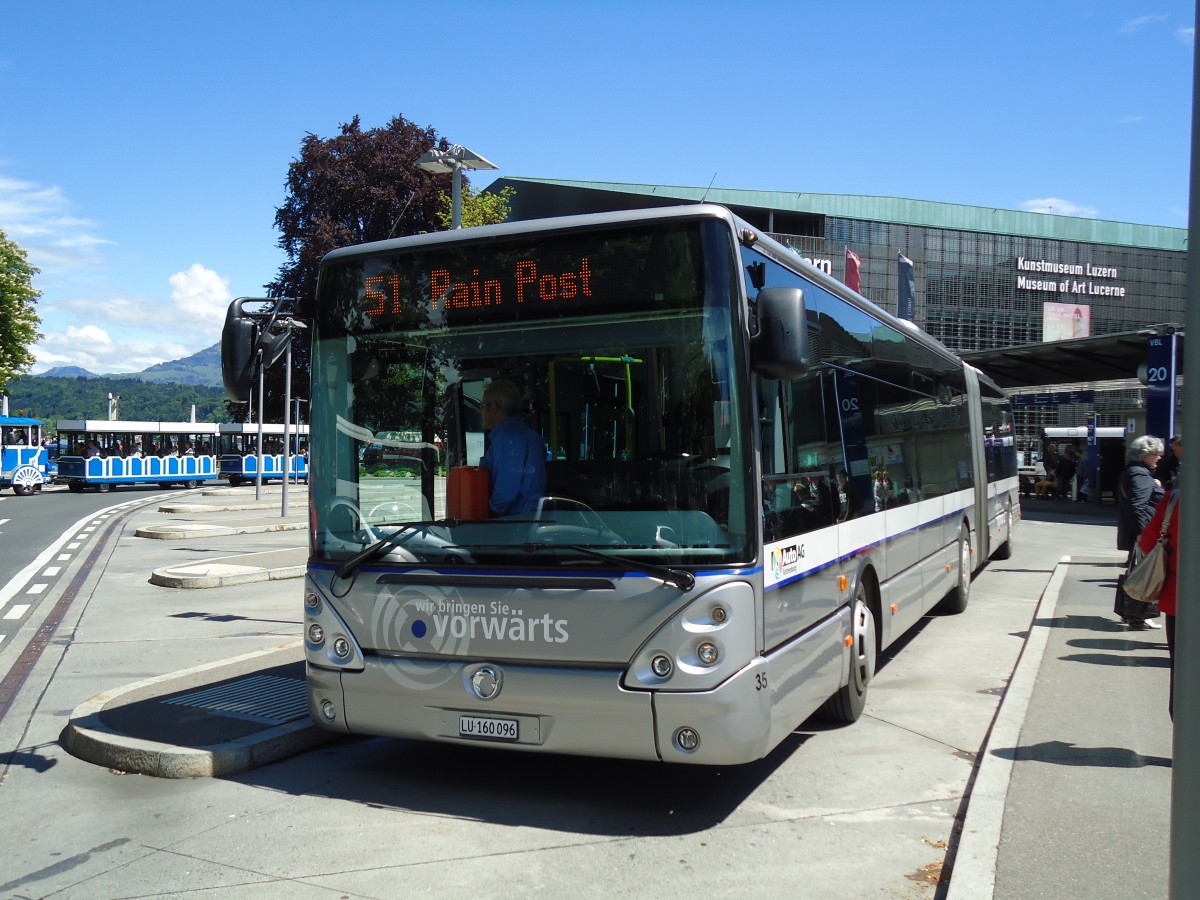 (144'369) - AAGR Rothenburg - Nr. 35/LU 160'096 - Irisbus am 19. Mai 2013 beim Bahnhof Luzern