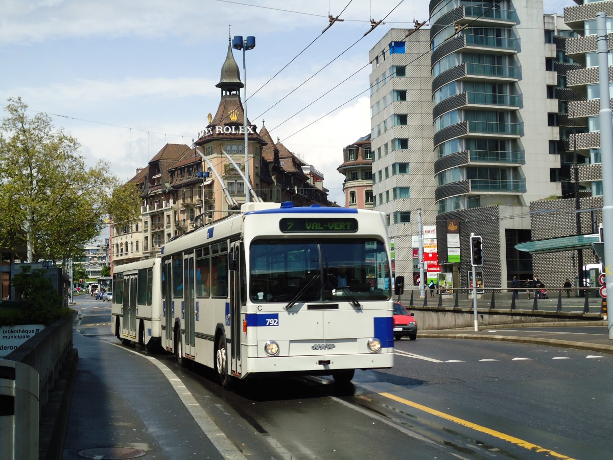 (144'595) - TL Lausanne - Nr. 792 - NAW/Lauber Trolleybus am 26. Mai 2013 in Lausanne, Chauderon