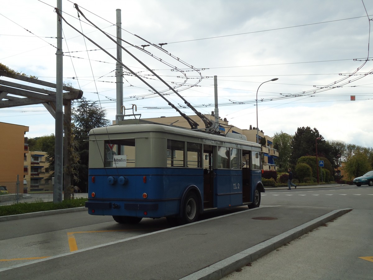 (144'623) - TL Lausanne (Rtrobus) - Nr. 2 - FBW/Eggli Trolleybus (ex Nr. 3) am 26. Mai 2013 in Le Mont, Grand-Mont