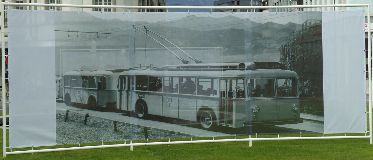 (144'868) - Plakat vom STI Trolleybus - Nr. 5 - am 9. Juni 2013 in Thun, Maulbeerkreisel