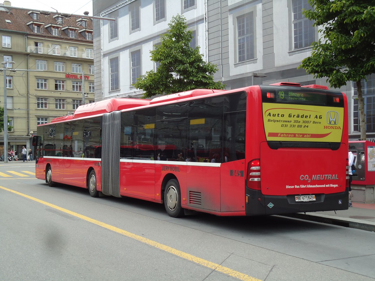 (144'881) - Bernmobil, Bern - Nr. 845/BE 671'845 - Mercedes am 9. Juni 2013 beim Bahnhof Bern