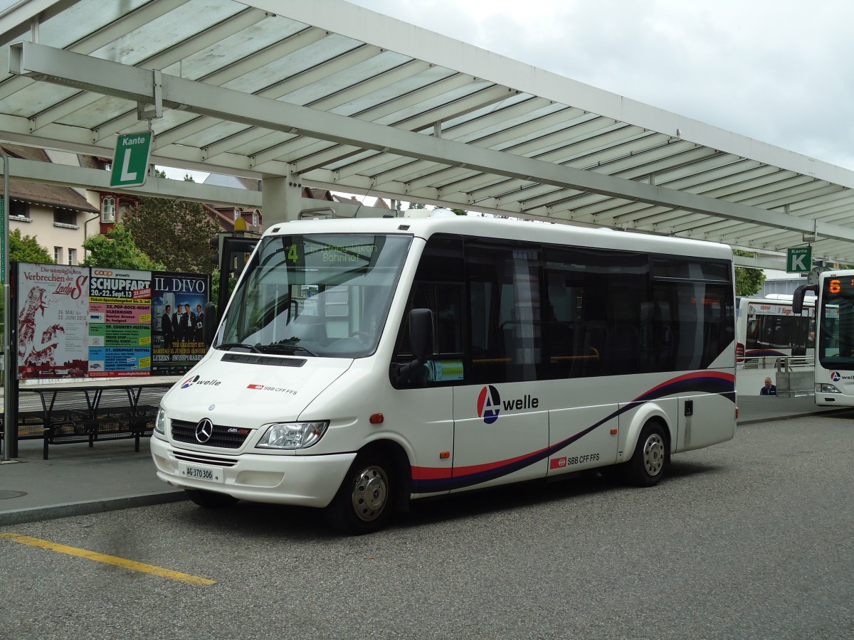 (144'898) - Limmat Bus, Dietikon - AG 370'306 - Mercedes (ex BDWM Bremgarten Nr. 6) am 10. Juni 2013 beim Bahnhof Zofingen