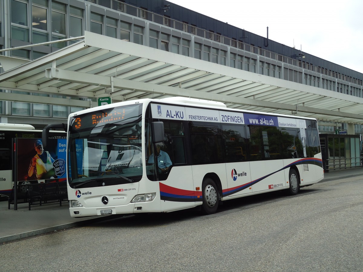 (144'903) - Limmat Bus, Dietikon - AG 355'524 - Mercedes (ex BDWM Bremgarten Nr. 24) am 10. Juni 2013 beim Bahnhof Zofingen