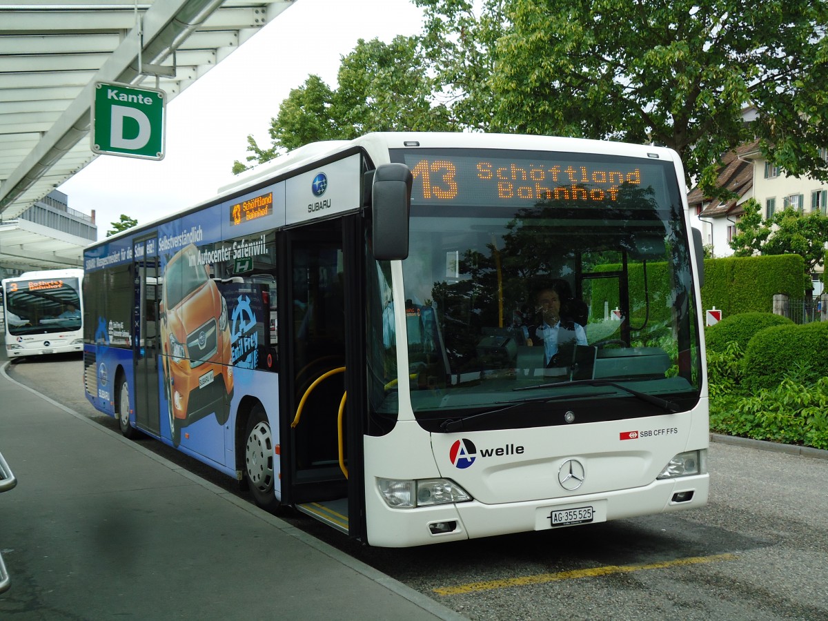 (144'910) - Limmat Bus, Dietikon - AG 355'525 - Mercedes (ex BDWM Bremgarten Nr. 25) am 10. Juni 2013 beim Bahnhof Zofingen