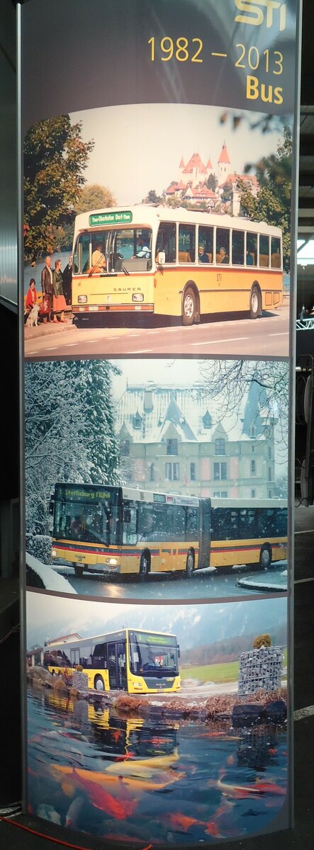 (145'088) - Plakatsule von STI 1982 - 2013 Bus am 16. Juni 2013 in Thun, Garage 