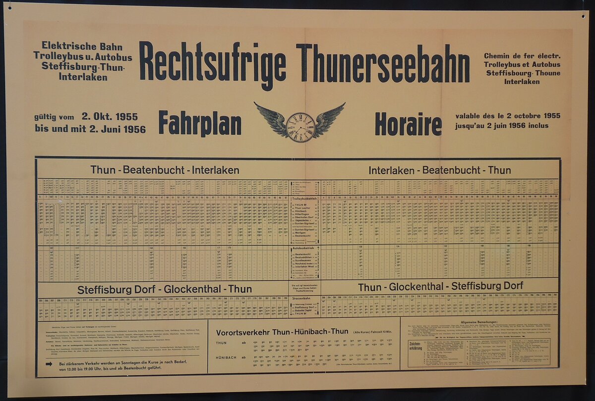 (145'093) - STI-Fahrplan von 1955 bis 1956 am 16. Juni 2013 in Thun, Garage