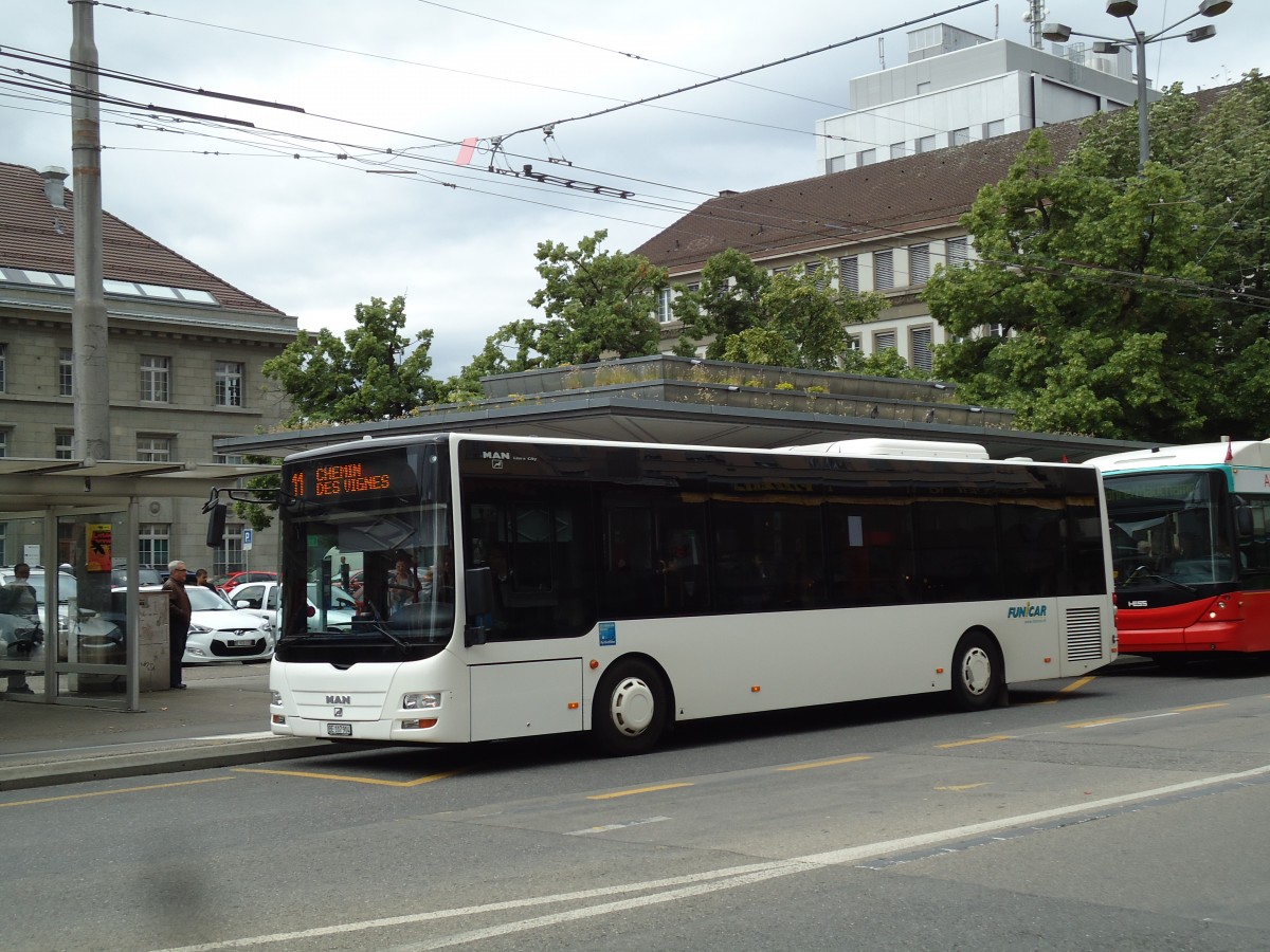 (145'454) - Funi-Car, Biel - Nr. 4/BE 107'904 - MAN/Gppel am 23. Juni 2013 beim Bahnhof Biel