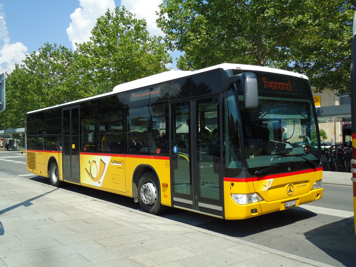 (146'033) - CarPostal Ouest - VD 335'372 - Mercedes am 22. Juli 2013 beim Bahnhof Yverdon