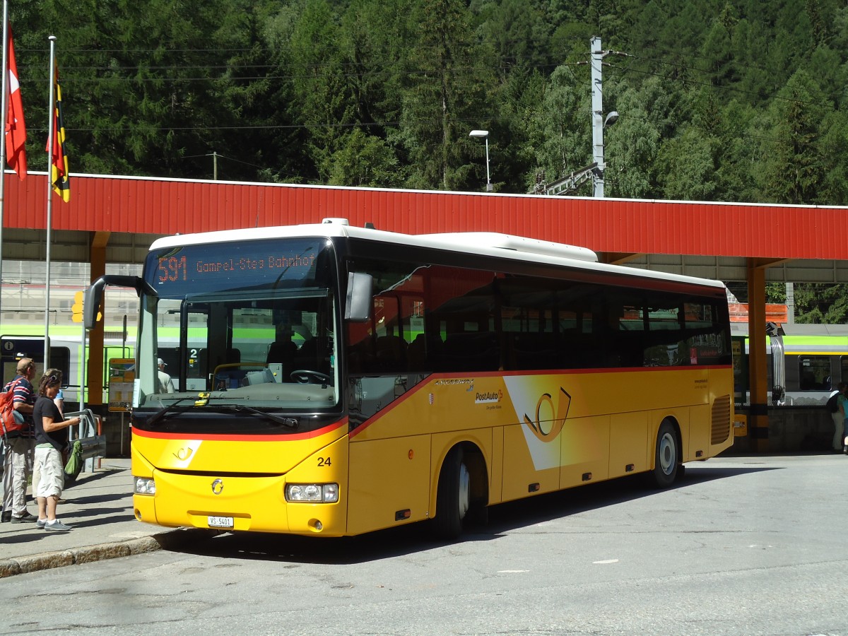 (146'227) - Jaggi, Kippel - Nr. 24/VS 5401 - Irisbus am 5. August 2013 beim Bahnhof Goppenstein
