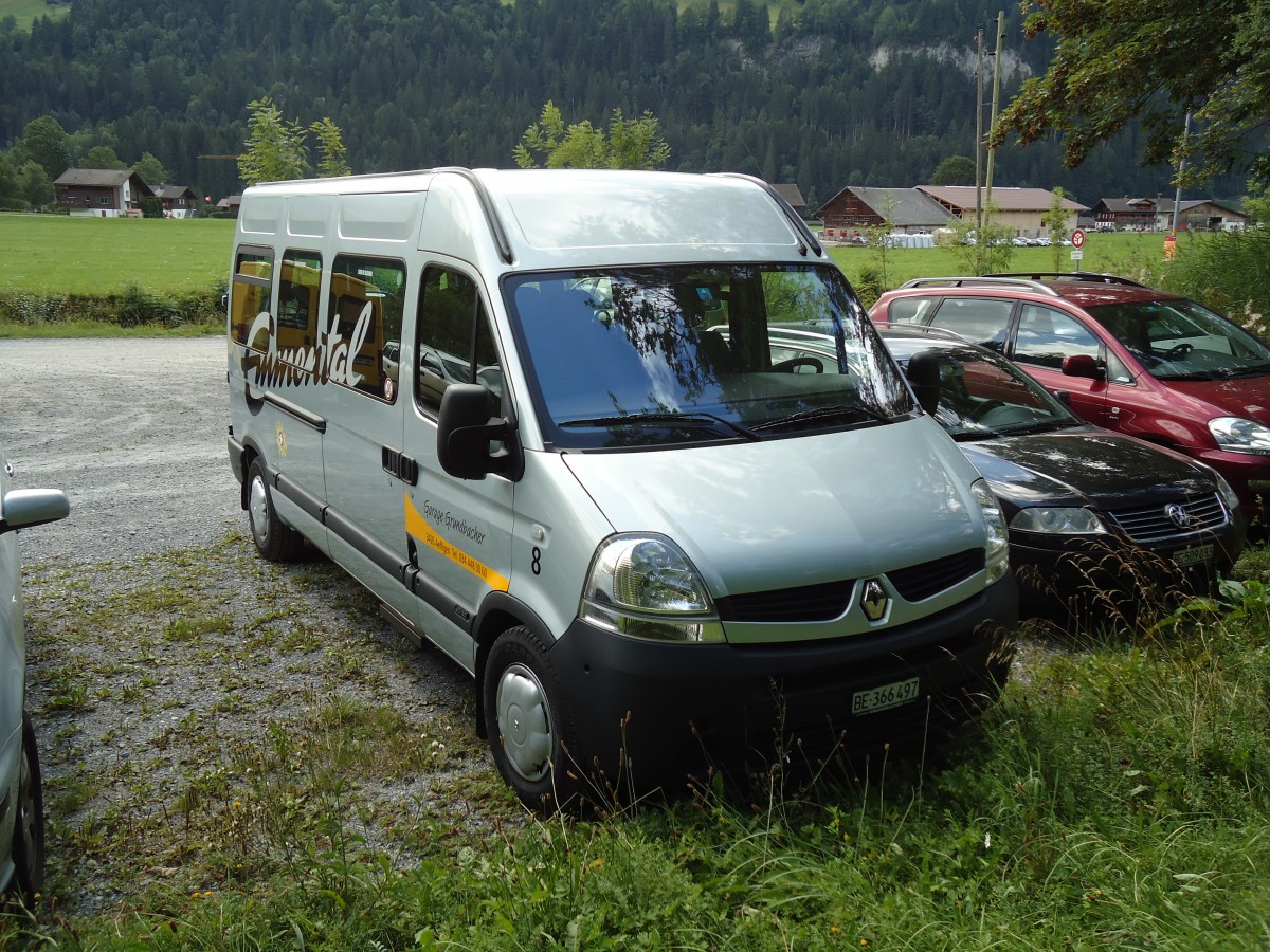 (146'323) - Grundbacher, Aefligen - Nr. 8/BE 366'497 - Renault am 17. August 2013 in Lenk, Kuspo