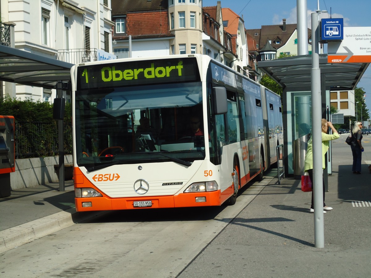 (146'808) - BSU Solothurn - Nr. 50/SO 155'950 - Mercedes am 31. August 2013 beim Hauptbahnhof Solothurn