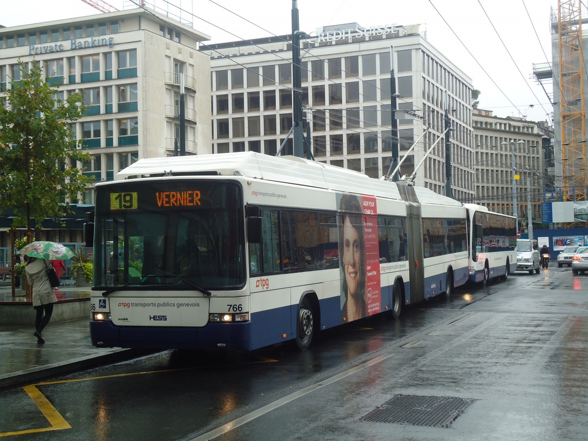 (147'171) - TPG Genve - Nr. 766 - Hess/Hess Gelenktrolleybus am 16. September 2013 in Genve, Bel-Air