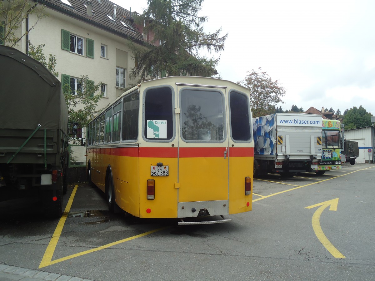 (147'468) - Schweizer, Schliern - BE 567'388 - Mercedes/R&J (ex SBE Mettleneggen, Wattenwil; ex Frommelt, FL-Vaduz) am 6. Oktober 2013 in Bern, Bmpliz