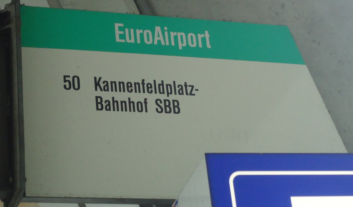 (147'545) - BVB-Haltestellenschild - Basel, EuroAirport - am 20. Oktober 2013