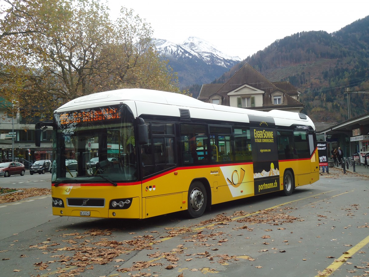 (147'570) - PostAuto Bern - BE 610'543 - Volvo am 4. November 2013 beim Bahnhof Interlaken West