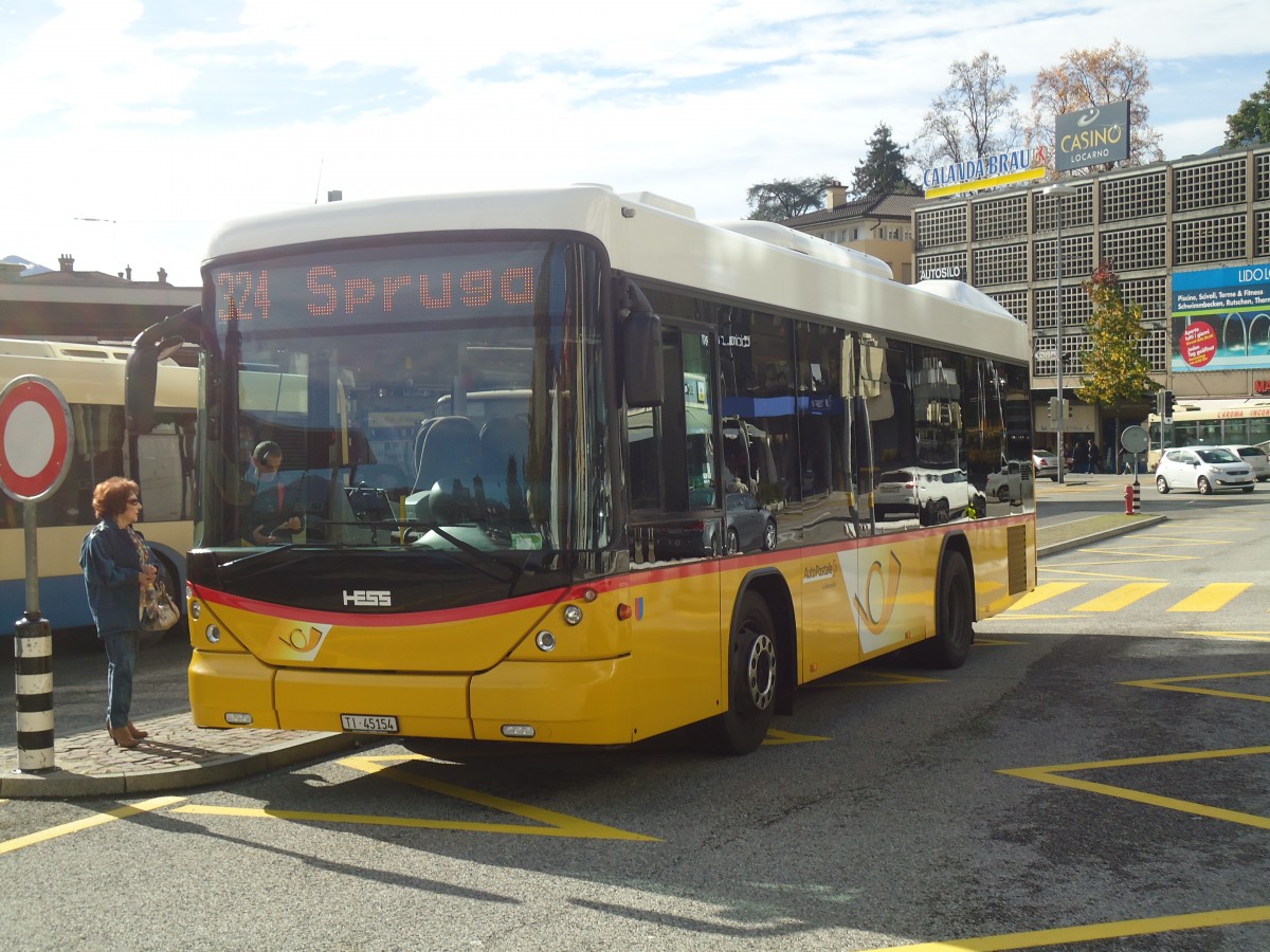 (147'619) - Starnini, Tenero - TI 45'154 - Scania/Hess am 5. November 2013 beim Bahnhof Locarno
