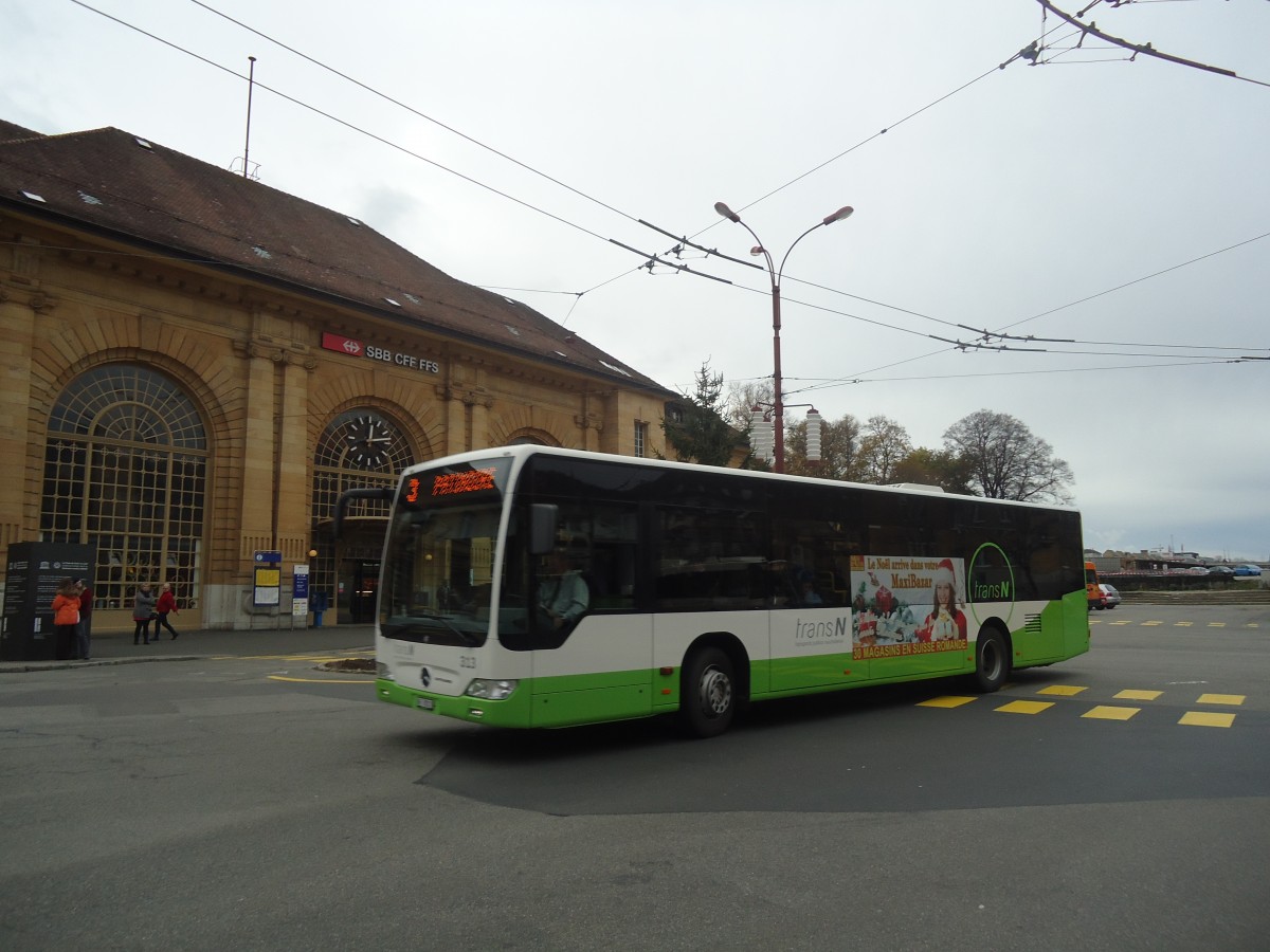 (147'933) - transN, La Chaux-de-Fonds - Nr. 313/NE 78'213 - Mercedes (ex TRN La Chaux-de-Fonds Nr. 313) am 8. November 2013 beim Bahnhof La Chaux-de-Fonds