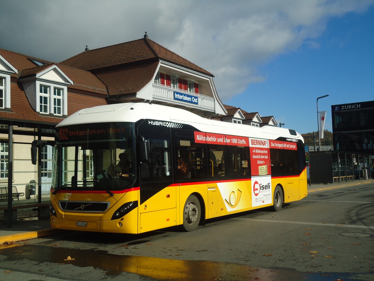 (148'051) - PostAuto Bern - BE 610'544 - Volvo am 11. November 2013 beim Bahnhof Interlaken Ost