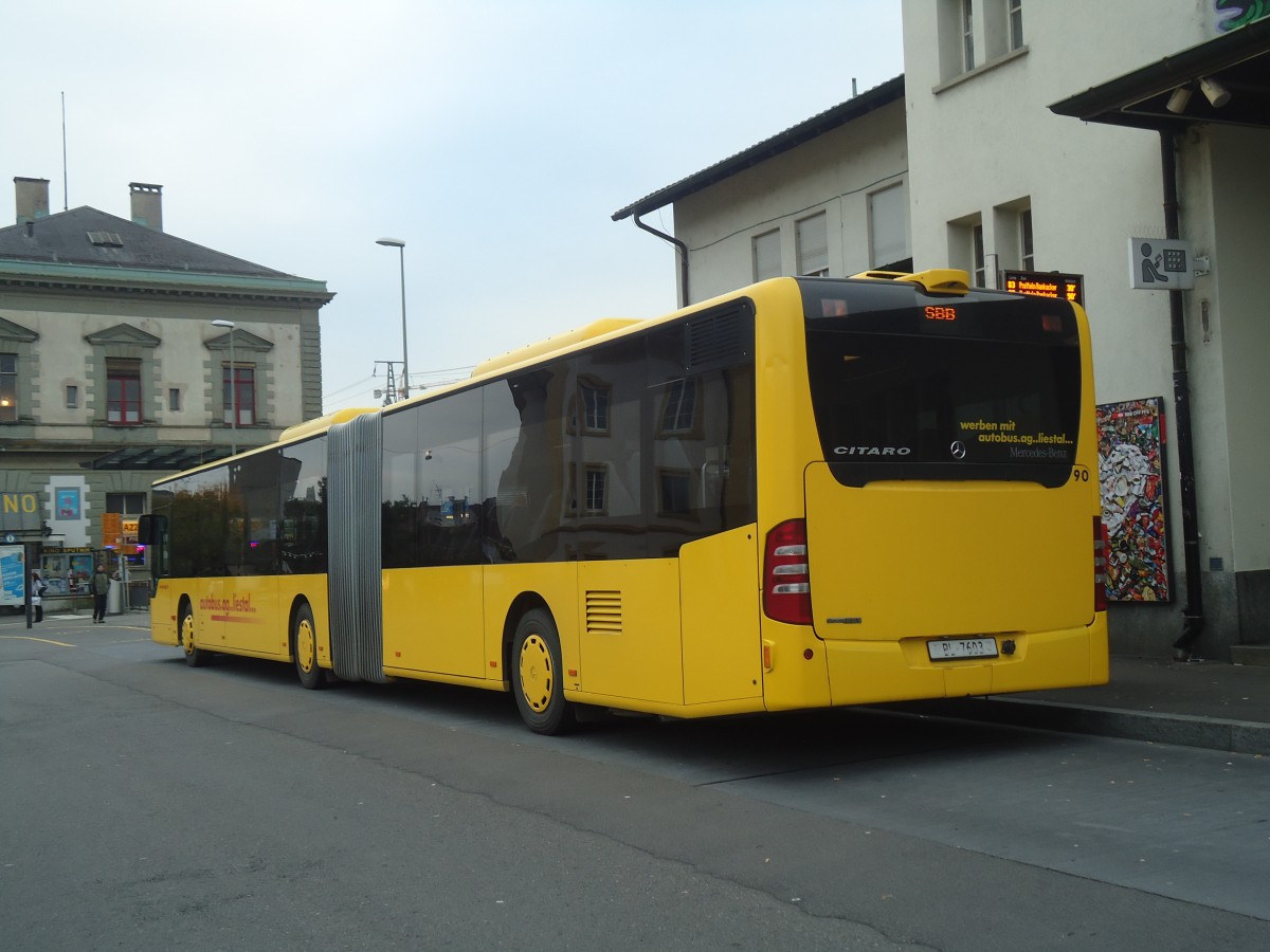 (148'121) - AAGL Liestal - Nr. 90/BL 7603 - Mercedes am 17. November 2013 beim Bahnhof Liestal