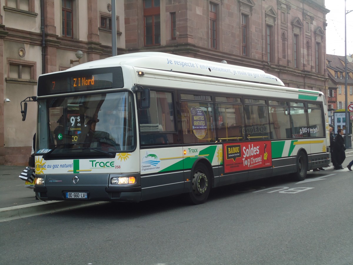 (148'197) - TRACE Colmar - Nr. 258/BD 660 LV - Irisbus (ex Nr. 158) am 7. Dezember 2013 in Colmar, Thtre