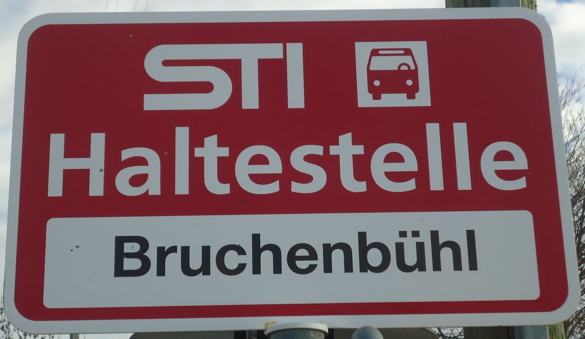 (148'319) - STI-Haltestellenschild - Heimenschwand, Bruchenbhl - am 15. Dezember 2013