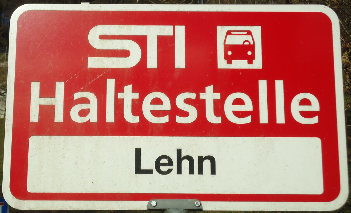 (148'325) - STI-Haltestellenschild - Bleiken, Lehn - am 15. Dezember 2013