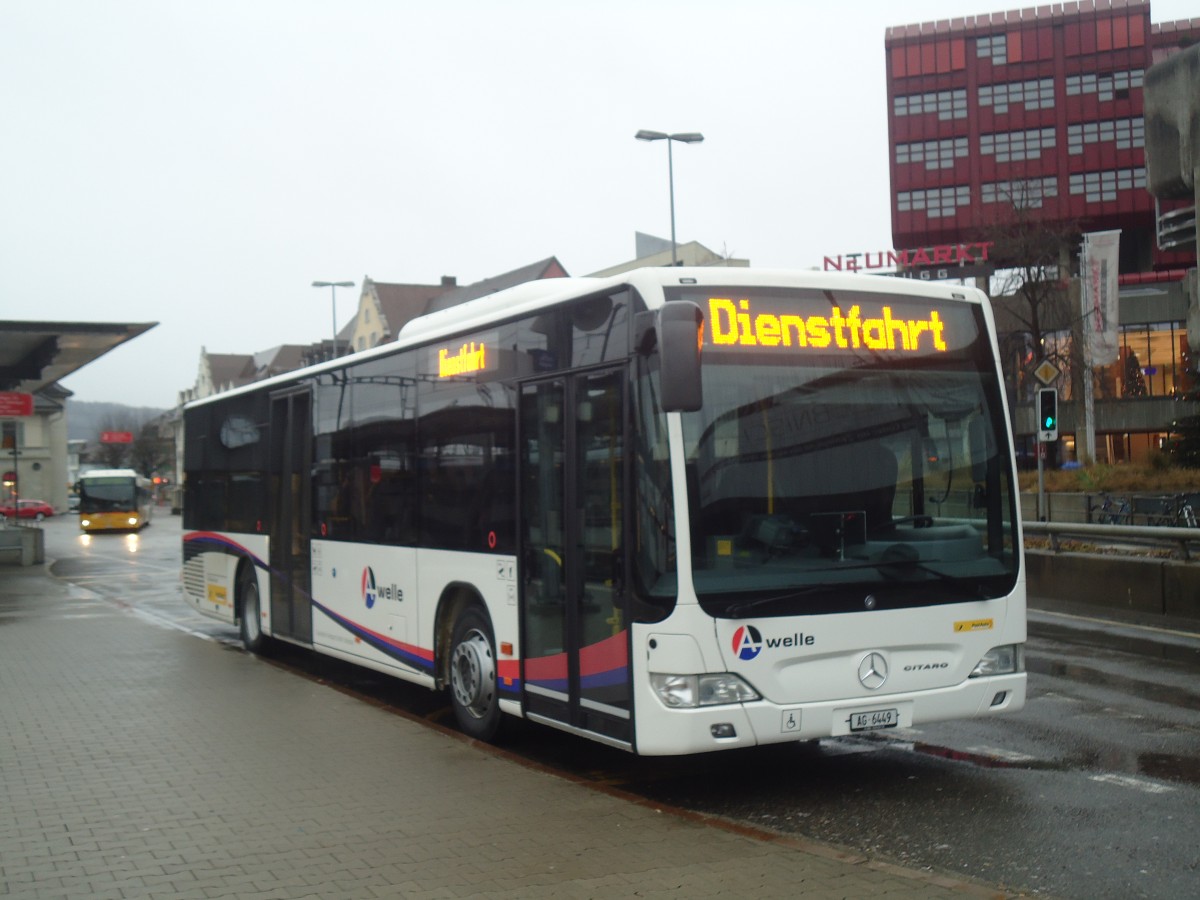 (148'469) - Staudacher, Mandach - AG 6449 - Mercedes am 26. Dezember 2013 beim Bahnhof Brugg