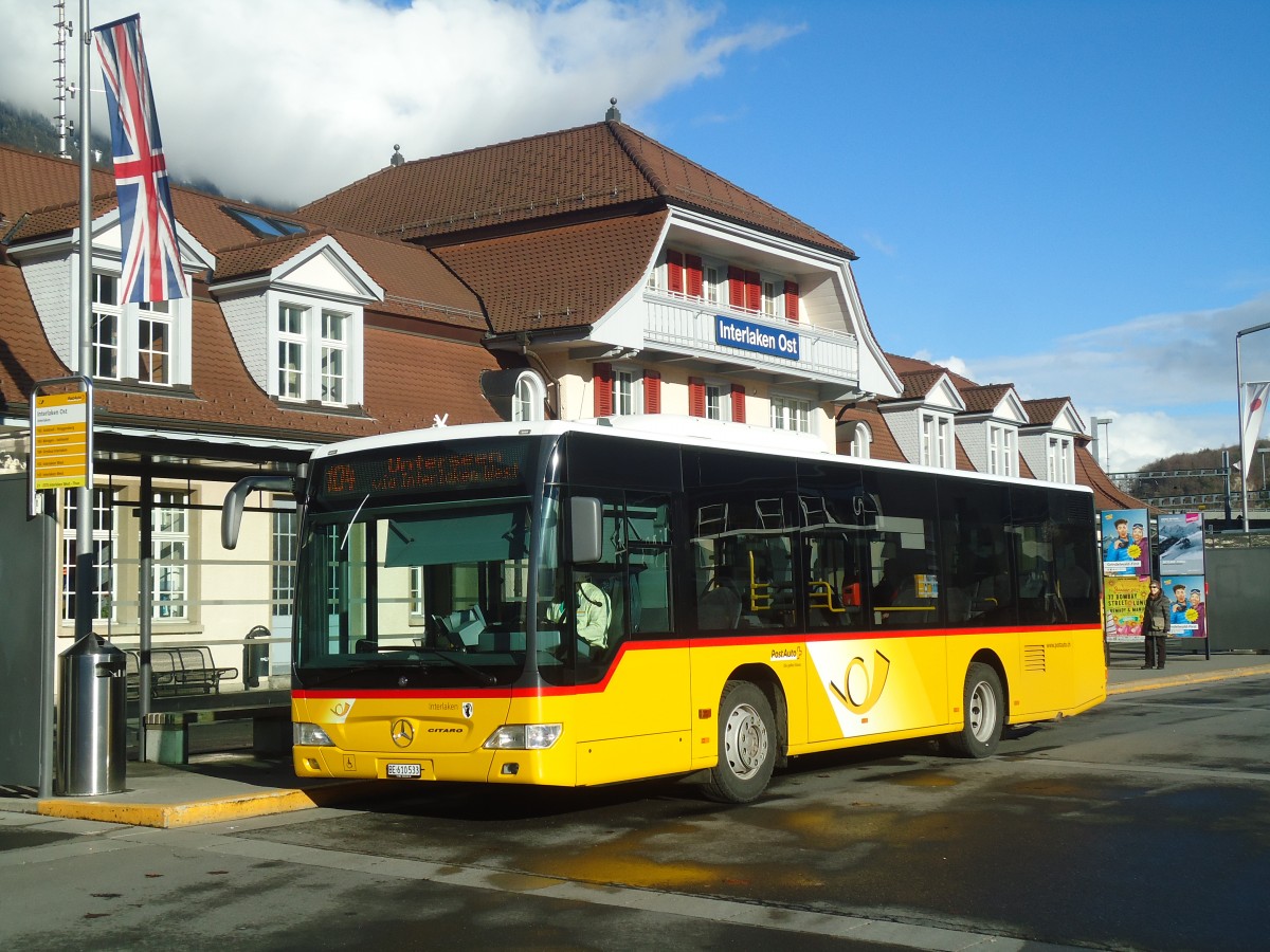 (148'611) - PostAuto Bern - BE 610'533 - Mercedes am 5. Januar 2014 beim Bahnhof Interlaken Ost