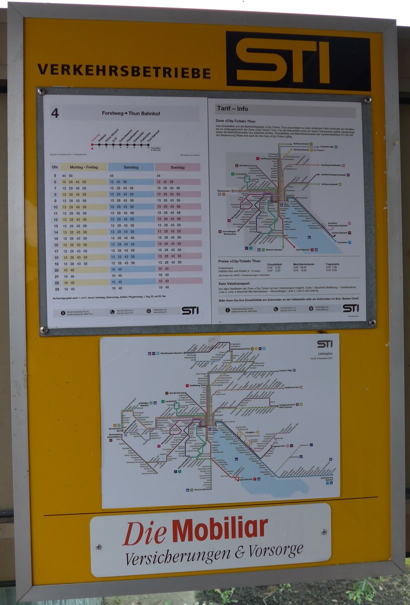 (148'639) - STI-Fahrplan von 2013 bis 2014 am 28. Januar 2014 in Thun-Lerchenfeld, Forstweg